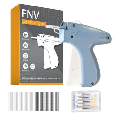 Imagem de FNV Fixador de roupas mais rápido, pistola de costura para roupas, pistola de costura mais rápida para pano, mini máquina de costura com 6 agulhas, 1000 fixadores pretos e 1000 brancos (azul claro)