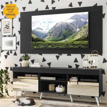 Imagem de Rack Com Espelho, Pés Retrô E Painel Tv 65'' Com 2 Portas
