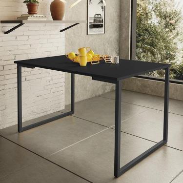Imagem de Mesa De Jantar Steel Estilo Industrial Pés De Aço 120x80cm Preto/preto Preto/preto