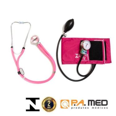 Imagem de Kit Aparelho de Esfigmomanômetro Adulto (18-36cm) + Estetoscópio Rappa