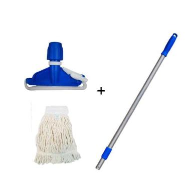 Imagem de Mop Úmido Completo 320g Loop Cru com Cabo Retráti bralimpia , Kit mop 