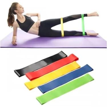 Imagem de Kit 5 Faixas Elasticas Mini Band Para Exercício Funcional Corpo Todo Alongamento Musculação Faixa De Borracha Academia Faixa Elastica Para Treino Em Casa Ginastica Pilates Fisioterapia e Yoga Premium