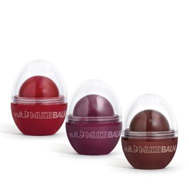 Imagem de Vult Combo Multi Balm: Vermelho Bala de Morango 6,5g + Marrom Brigadeiro 6,5g + Bordô Beijinho 6,5g