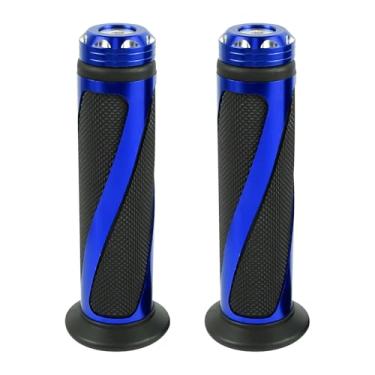Imagem de Ongfuwu 2 Pegas universais de motocicleta, punhos de guidão de motocicleta de borracha antiderrapante de alumínio CNC, cabo de propulsor com tampa de extremidade de barra, serve para guidão esquerdo
