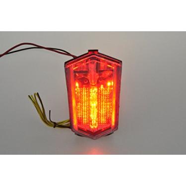 Imagem de Luzes traseiras de LED para motocicleta, luz traseira de freio com indicadores de luz de seta integrados para Yamaha YZF-R 2015, 2016, 2017 (cor moke)