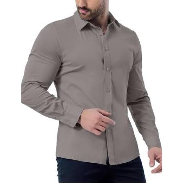 Imagem de Camisa social ZAFUL Stretch Wrinkle-Free Button Down Grey XXL
