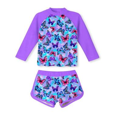 Imagem de Maiô Vogseek para meninas tamanho 8 borboletas roxo 7-8Y