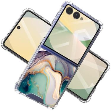 Imagem de CLATUK Capa para Samsung Galaxy Z Flip 7 5G Flores Slim Anti-Drop À Prova de Choque Macio À Prova de Choque Capa Protetora Transparente para Telefone 6,8 Polegadas para Mulheres e Homens (Lago Alpino)