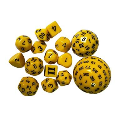 Imagem de menolana Conjunto de 15 Dados Poliédricos D60 D30 D24 D20 D16 D12 D10 D8 D7 D5 D4 para Jogos de Mesa, AMARELO