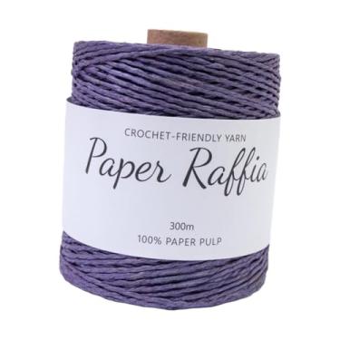 Imagem de Fancyes Fita de papel de ráfia, fio de 1,5 mm de espessura, corda de papel, fita de ráfia para chapéu de praia, bolsas, cesta de encaixe, tricô manual, Violeta Escuro