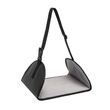 Imagem de Generic Apoio para os pés de avião, rede para pés de viagem, alça ajustável, ergonômico, apoio para os pés, para as pernas para casa, escritório, carro, mesa, Preto