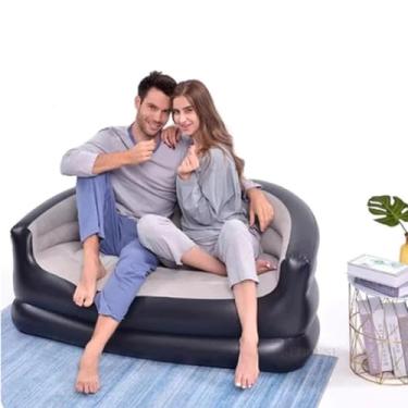 Imagem de Sofá Inflável Preguiçoso Dobrável Ampliado com Encosto e Braços.