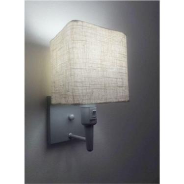 Imagem de Arandela Quadrada Vivare Md-2019 Base Cinza Com Interruptor E Cúpula Em Tecido - Bivolt Cinza-rustico-bege 127-220v