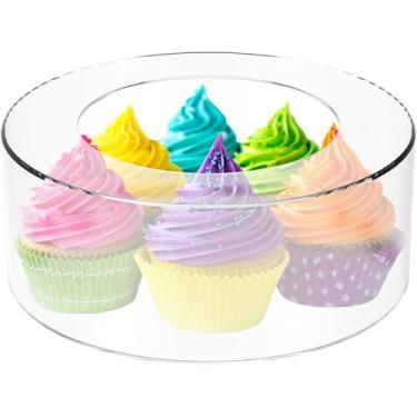 Imagem de XYDHQS Suporte de bolo preenchível de acrílico transparente, expositor de cilindro redondo, suporte reutilizável de cupcake decorativo para festa, casamento, aniversário (25 cm)