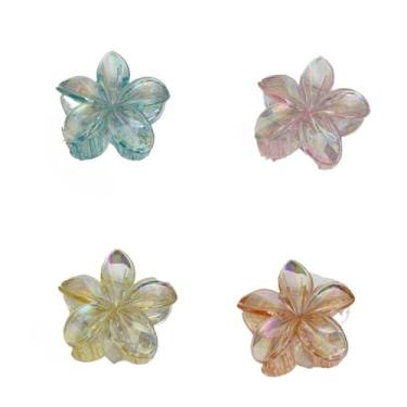 Imagem de Grampo de Cabelo Flor Frangipani Colorida Presilha Feminina Acrílica, Acessório de Praia e Resort para Mulheres(Azul+Rosa+Amarelo+Laranja)