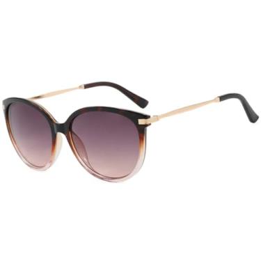 Imagem de Óculos de sol femininos retrô estilo olho de gato, armação grande, luxuosos, de metal, tendência, masculino, óculos de sol com armação UV400 (cinza leopardo rosa)