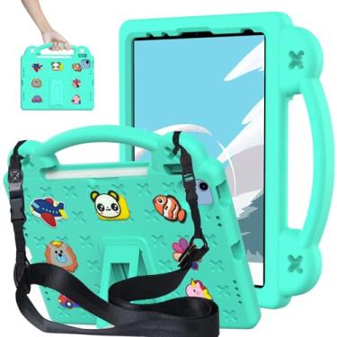 Imagem de YRH Capa para iPad 11ª geração (A16) 11 polegadas (2025), para iPad 10.9 polegadas (2022), capa infantil EVA à prova de choque com alça de apoio (verde)