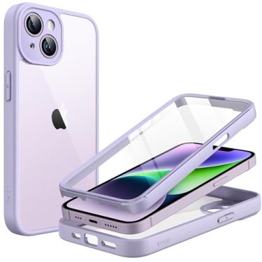 Imagem de JETech Capa para iPhone 14 6,1 Polegadas com Protetor de Tela Anti-Riscos Embutido, Case Capinha Cobertura de Telefone Resistente de 360 Graus Clear (Luz Roxa)