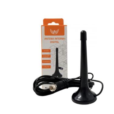 Imagem de Antena Digital HDTV Interna E Externa Cabo 3m Base Magnética E Haste Extensível Sinal Full HD UHF VHF 5dBi De Ganho
