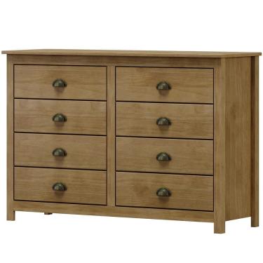 Imagem de Comoda 8 Gavetas Madeira Maciça 125 cm 9102 Freijo Milani Store