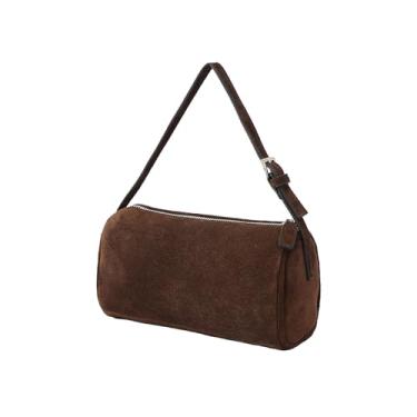 Imagem de Bolsa de couro legítimo pequena bolsa transversal para mulheres bolsas Hobo com alça ajustável, Camurça de vaca café, 8.3 inches x 3.5 inches x 4.7 inches