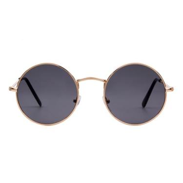 Imagem de VFDHN Óculos de sol redondos steampunk de luxo, masculino e feminino, lentes vermelhas, retrô, pequeno, redondo, de metal (1)