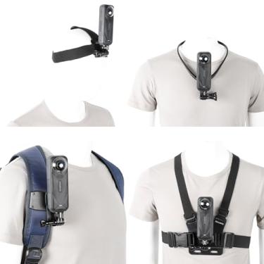 Imagem de Kit de acessórios 4 em 1 PellKing para câmeras de ação, suporte de arnês de peito/cabeça/pescoço/alça de mochila para GoPro, DJI, Insta360 X5/X4/ONE/X3/X2/X/GO/3s/RS/R