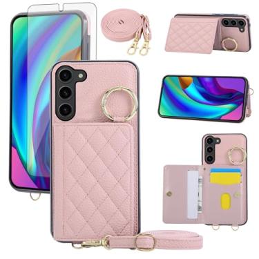 Imagem de Asuwish Capa para celular Samsung Galaxy S23 5G capa carteira e protetor de tela alça de ombro transversal anel fivela suporte porta-cartão para S 23 23S GS23 G5 SM-S911U 6,1 polegadas mulheres