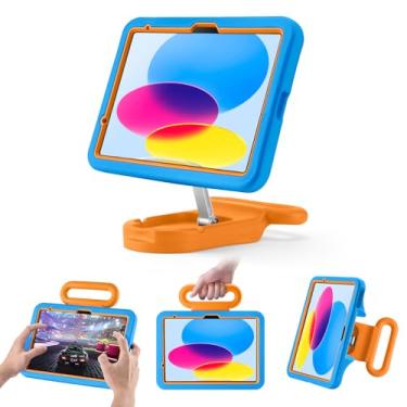 Imagem de Capa infantil para iPad (A16) 11ª/10ª geração 10,9 polegadas 2025/2022, suporte ajustável para retrato/paisagem/à prova de quedas com alça, capa adequada para crianças para iPad Air 11 (M3/M2) 2025