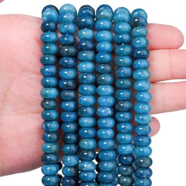 Imagem de Songxi 5 x 8 mm Pedra Apatita Natural Rondelle Beads, 75 PCS Espaçador Redondo Solto Contas de Ábaco para Fazer Joias, Pedra Preciosa para Pulseira, Colar Brincos, Artes e Artesanato