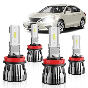 Imagem de ETOILUMI Altima Combo de lâmpadas de feixe alto e baixo compatível com Nissan Altima 2007 2008 2009 2010 2011 2012 2013 2014 2015 2016 2017 2018, pacote com 4 6500K branco frio