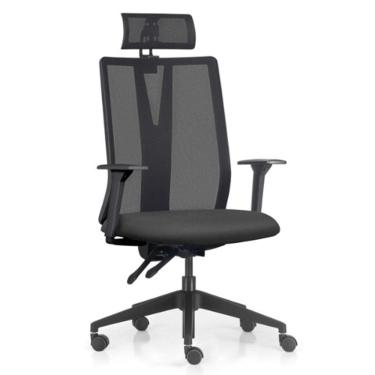 Imagem de Cadeira Escritório Giratória Presidente Flow F02 Base Preta Sintético Preto - Lyam Decor