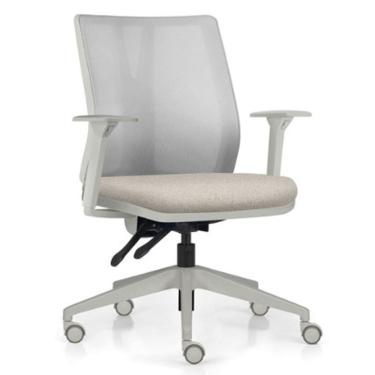 Imagem de Cadeira de Escritório Giratória Diretor Flow F02 Base Cinza Linho Bege Claro - Lyam Decor