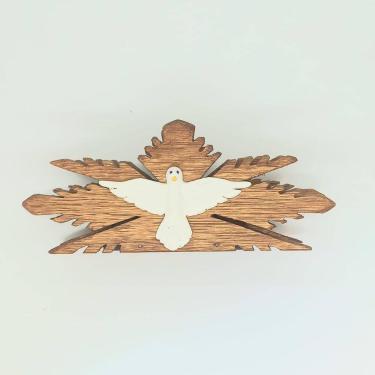 Imagem de Porta Guardanapo Divino Espirito Santo Madeira 19x8x7 cm