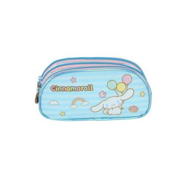 Imagem de Estojo Cinnamoroll Triplo Infantil Meninas Escolar Passeio, Azul