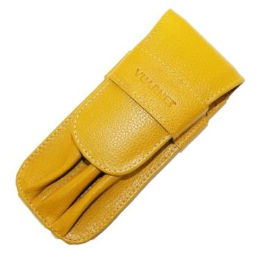 Imagem de Estojo p/Caneta Vuarnet-BR Couro Legítimo p/3 Peças Amarelo Manga