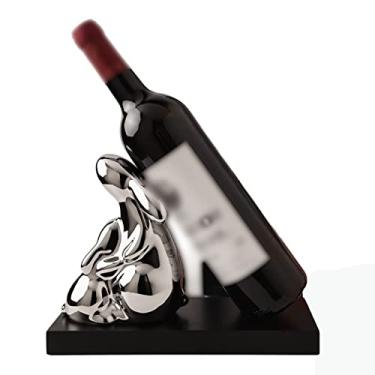 Imagem de GRFIT Ganchos de pesca elefante coelho suporte de garrafa de vinho para decoração de casa, suporte de garrafa de vinho, suporte de exibição de armário de bar, prateleira de armazenamento de mesa para