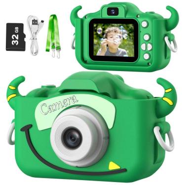 Imagem de Câmera infantil Goopow para crianças de 3 a 8 anos, com vídeo HD 1080p, 12 MP, zoom digital 8x, 28 molduras divertidas, 3 jogos.
