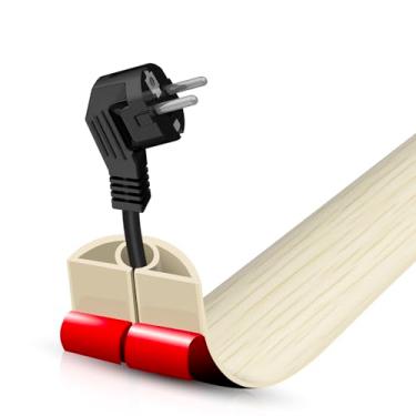 Imagem de Escondedor autoadesivo para cabo de chão, gerenciamento de cabos de 9 m, protetor de faixa de extensão para fios, evita viagens de cabos para escritórios, academias, exposições. Cavidade: 0,8 cm (L) x