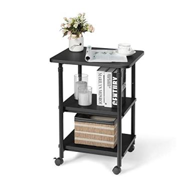 Imagem de Suporte de impressão, suporte para impressora, 3 camadas, rolamento, ajustável, carrinho de impressora, suporte de máquina, suporte de armazenamento, rodízios giratórios de 360°, mesa de impressora