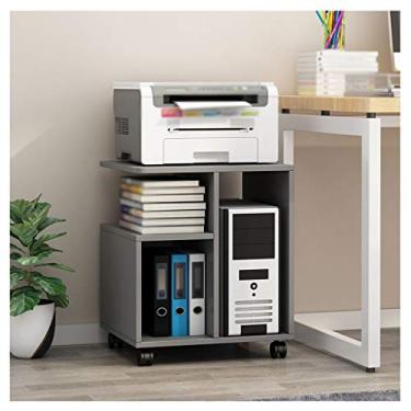 Imagem de SUNESA Suporte de impressão, suporte de impressora móvel, tipo de piso, prateleira de armazenamento multifuncional, bandeja de host, suporte de arquivo de escritório 47 × 40 × 57,5 cm (rodas) mesa de