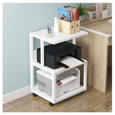Imagem de Suporte de impressão, suporte de impressora multifuncional móvel, moldura fixa de metal, 3 camadas, suporte para máquina de fax, escritório, copiadora, scanner, prateleira, mesa de impressora (cor