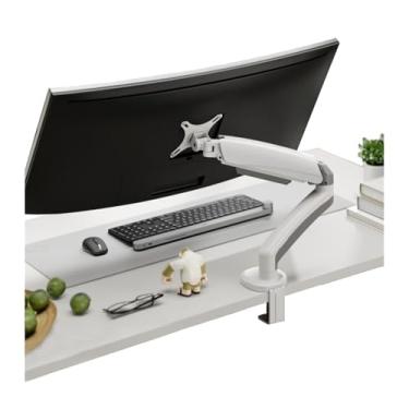Imagem de Suporte de monitor único para mesa, braço de monitor de mola mecânica ajustável cabe no máximo 32 polegadas, tela de 2 a 9 kg, com braçadeira/ilhós, base de montagem de braçadeira, braço de monitor