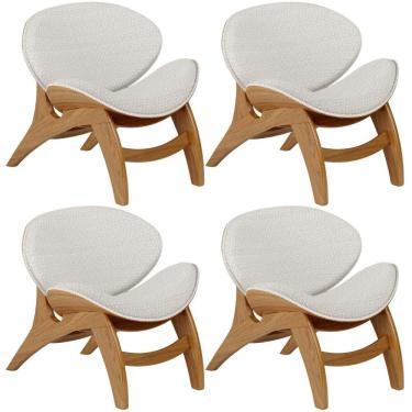 Imagem de Kit 4 Poltronas Decorativa Orgânica Sala Living Kadosh L02 Bouclê Cru- Lyam Decor