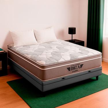 Imagem de Cama Box Viúvo Cinza E Colchão Ibiza Molas Vstore 128x188x22