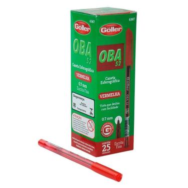 Imagem de Caneta Esferográfica 25 Pçs 0.7mm OBA Vermelha - Tudo em Caixa
