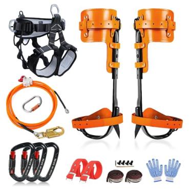 Imagem de Auckyeer Conjunto de equipamentos de escalada de árvores, pontas ajustáveis para escalada de árvores, ferramenta de escalada de árvores para trabalho em árvores