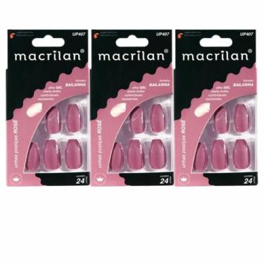 Imagem de Kit 3 Unhas Postiças Bailarina Rose UP407 - Macrilan