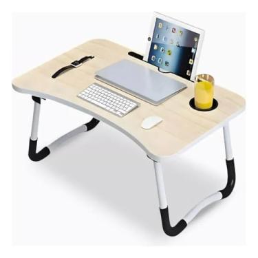 Imagem de Mesa Notebook Cama, Mesa para Notebook Portátil Dobrável Articulada em Mdf Suporte para Laptop Cama Estudo Porta Tablet, Esta Portátil Pode Ser Levada para Qualquer Lugar com Facilidade(Bege)