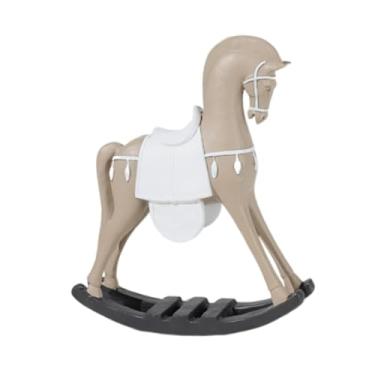 Imagem de Generic Estátua de cavalo de balanço, decoração de mesa, estátua de animal, escultura de resina para escritório, peça central, sala de estar, artesanato, Cinza